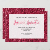 Magenta dark roze sparkles Sweet 16 elegant script Kaart (Voorkant / Achterkant)
