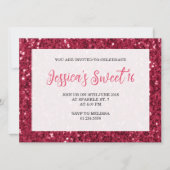 Magenta dark roze sparkles Sweet 16 elegant script Kaart (Voorkant)