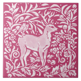 Magenta Deer Bird Animal Natuur Woodland Floral Tegeltje