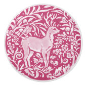 Magenta Deer Bird Forest Woodland Natuur Keramische Knop (Voorkant)