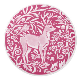 Magenta Deer Bird Forest Woodland Natuur Keramische Knop