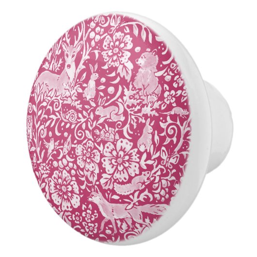 Magenta Deer Fox Rabbit Woodland Animal Natuur Keramische Knop (Rechts)