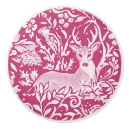 Magenta Deer Stag Bird Hedg Forest Woodland Keramische Knop