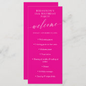 Magenta Delicate Calligraphy Birthday Party Programmakaart (Voorkant / Achterkant)