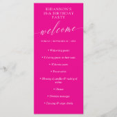 Magenta Delicate Calligraphy Birthday Party Programmakaart (Voorkant)