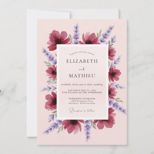 Magenta Delightful Lavender Bruiloft Kaart (Voorkant)