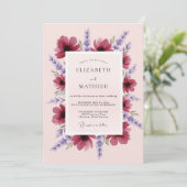 Magenta Delightful Lavender Bruiloft Kaart (Staand voorkant)