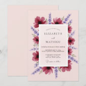 Magenta Delightful Lavender Bruiloft Kaart (Voorkant / Achterkant)