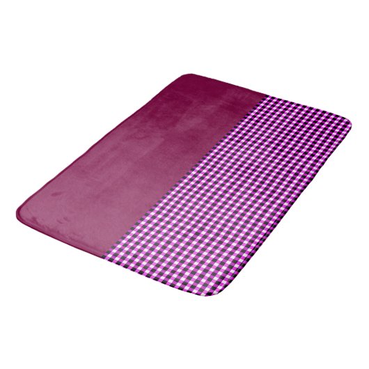 Magenta Denim en Tartan, geheugenschuimrubber Badmat (Gekanteld)