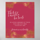 Magenta Deze Kaars Brandt Ter Herinnering Aan Bord Poster (Voorkant)