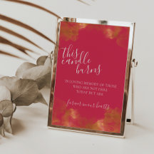 Magenta Deze Kaars Brandt Ter Nagedachtenis Bord