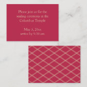 Magenta Diamonds Temple Sealing Uitnodiging Informatiekaartje (Voorkant / Achterkant)