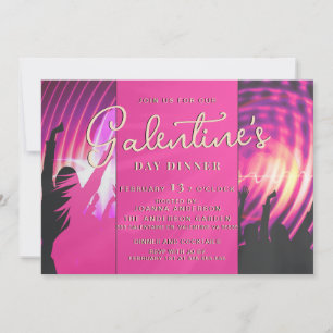 Magenta Disco Retro Galentine Dinner Brunch Party Kaart