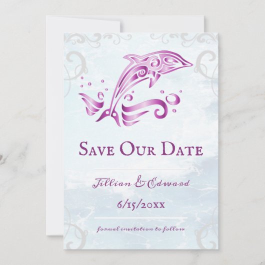 Magenta Dolfijn Bewaar de Datum Aankondiging (Voorkant)