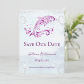 Magenta Dolfijn Bewaar de Datum Aankondiging (Staand voorkant)