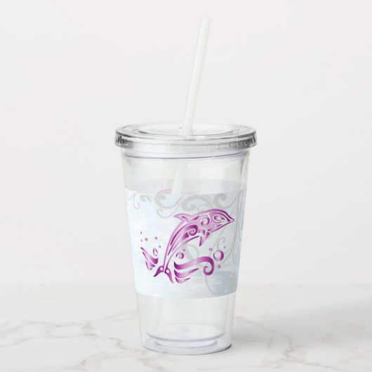 Magenta Dolphin - Aangepast Acryl Drinkbeker (Achterkant)
