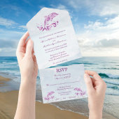 Magenta Dolphin All in One Wedding Invite All In One Uitnodiging