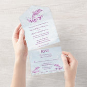 Magenta Dolphin All in One Wedding Invite Uitnodiging (Afscheurbaar)