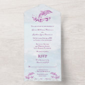 Magenta Dolphin All in One Wedding Invite Uitnodiging (Binnen)