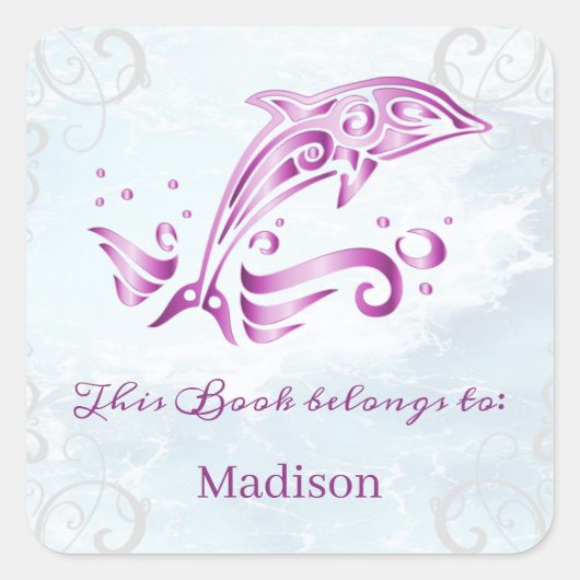 Magenta Dolphin Book Sticker (Voorkant)
