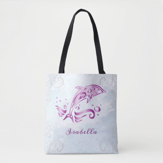 Magenta Dolphin Persoonlijke Canvas tas (Voorkant)