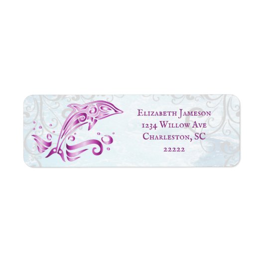 Magenta Dolphin Return Address Label (Voorkant)