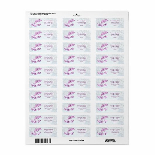 Magenta Dolphin Return Address Label (Full Sheet)