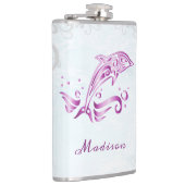 Magenta Dolphin Vinyl Wrapped Flask Heupfles (Rechts)