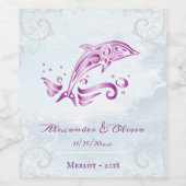 Magenta dolphin Weddenschap Wine Label Wijn Etiket (Enkel label)