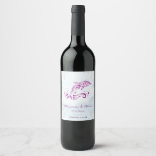 Magenta dolphin Weddenschap Wine Label Wijn Etiket