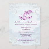 Magenta Dolphin Wedding Rehearsal Dinner Kaart (Voorkant / Achterkant)