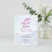 Magenta Dolphin Wedding RSVP Kaart (Staand voorkant)