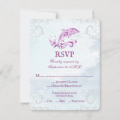 Magenta Dolphin Wedding RSVP Kaart (Voorkant)