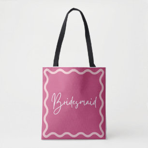Magenta Donker Roze Golfend Esthetisch Bruidsmeisj Tote Bag