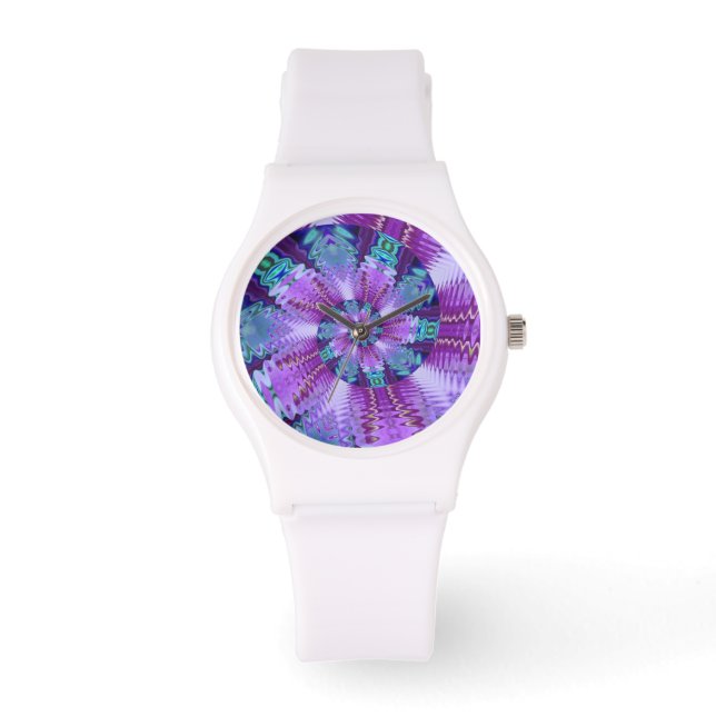 Magenta draaien en turquoise Watch Face Horloge (Voorkant)