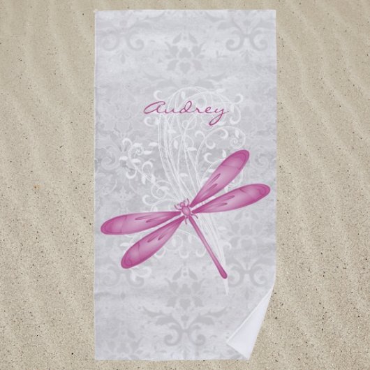 Magenta Dragonfly Aangepaste keuken Strandlaken