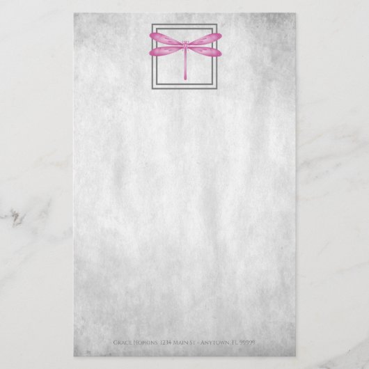 magenta Dragonfly - Aangepaste schrijfbenodigdhede Briefpapier (Voorkant)