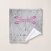 Magenta Dragonfly Damask Bad Handdoek (Wasdoekje)