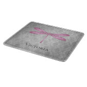Magenta Dragonfly Damask Snijplank (Hoek)