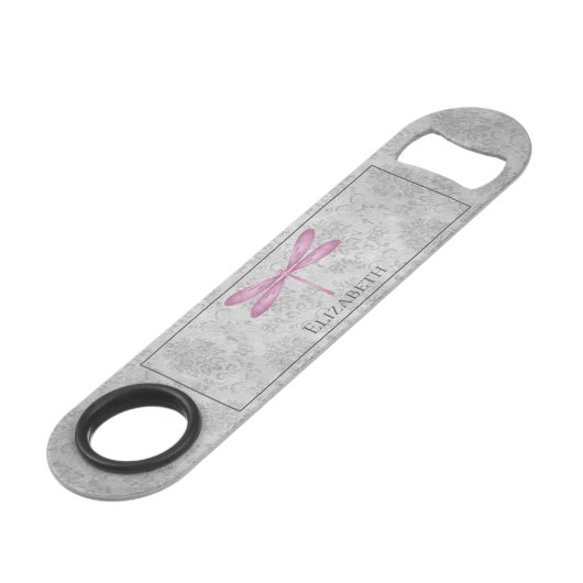 Magenta Dragonfly Damask Speed Flessenopener (Voorkant Gekanteld)