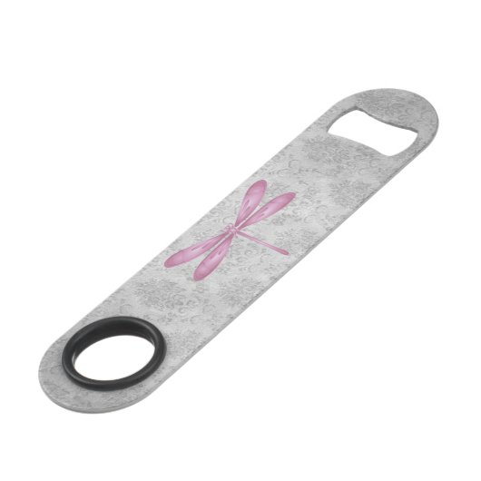 Magenta Dragonfly Damask Speed Flessenopener (Achterkant Gekanteld)