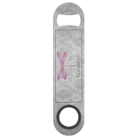 Magenta Dragonfly Damask Speed Flessenopener (Voorkant)