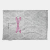 Magenta Dragonfly Damask Theedoek (Horizontaal)