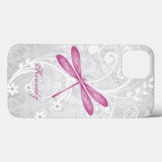Magenta Dragonfly gepersonaliseerd Case-Mate iPhone Case (Achterkant (horizontaal))