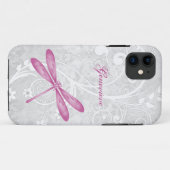 Magenta Dragonfly gepersonaliseerd Case-Mate iPhone Case (Achterkant (horizontaal))