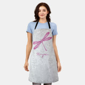 Magenta Dragonfly gepersonaliseerd Schort (Gedragen)