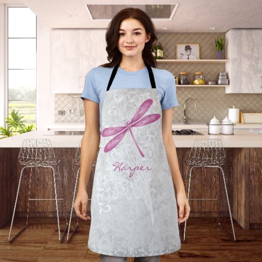 Magenta Dragonfly gepersonaliseerd Schort
