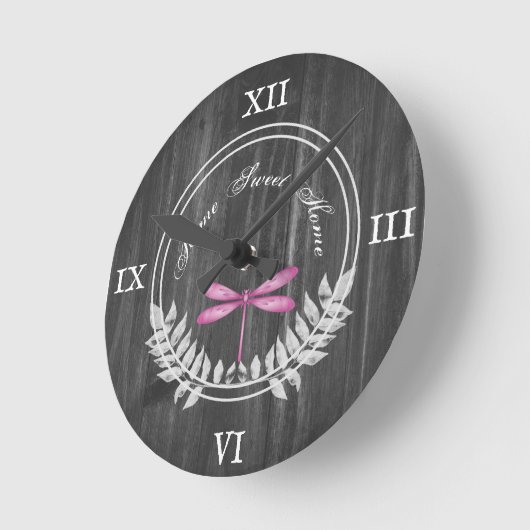 Magenta Dragonfly Rustic Acrylwand Ronde Klok (Hoek)