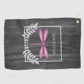 Magenta Dragonfly Rustic Golf Towel Golfhanddoek (Horizontaal)