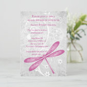 Magenta Dragonfly Vrijgezellenfeest nodigt uit Kaart (Staand voorkant)